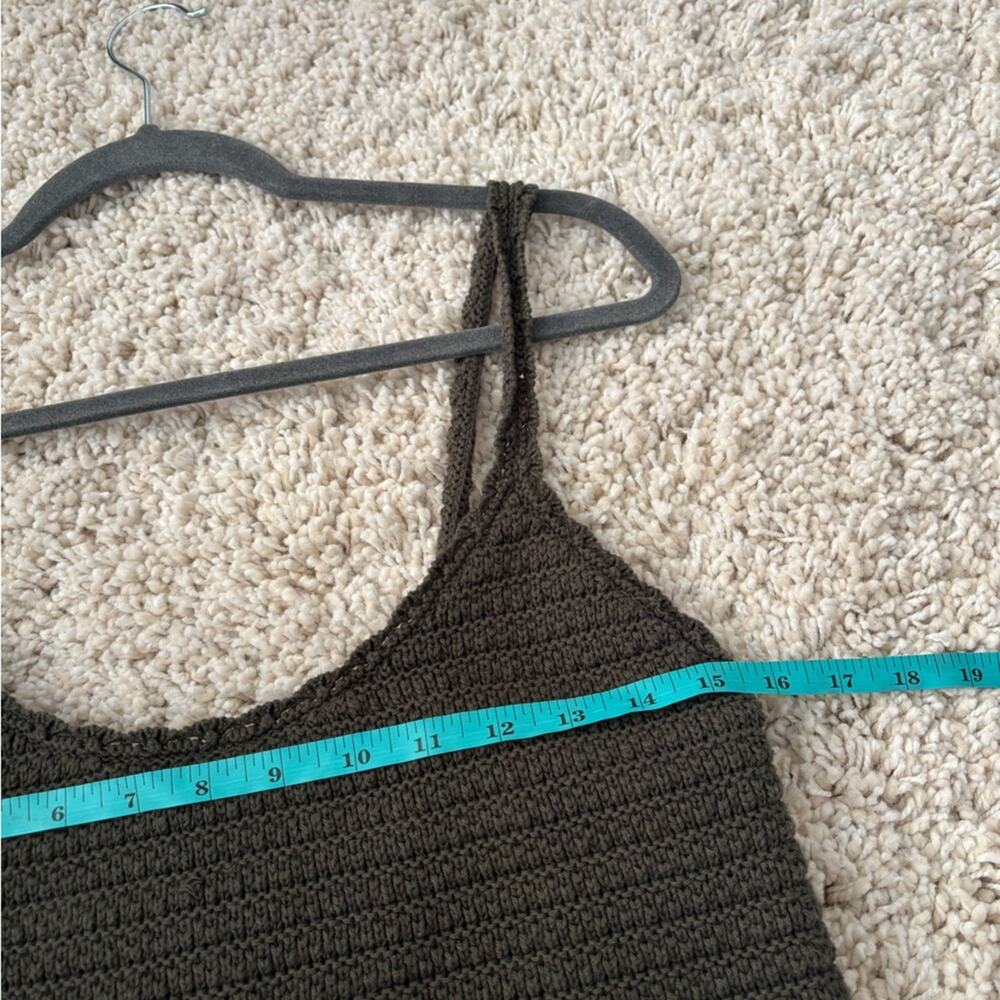 Aerie Green Knit Cropped Tank Boho Top Medium - Picture 8 of 9
